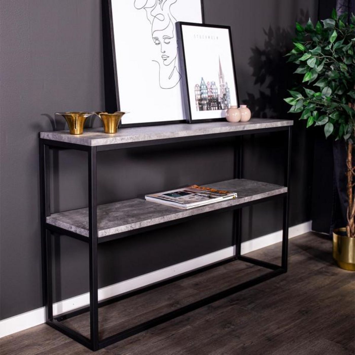 Paris Prix Console Design Double  Rise  110cm Gris & Noir
