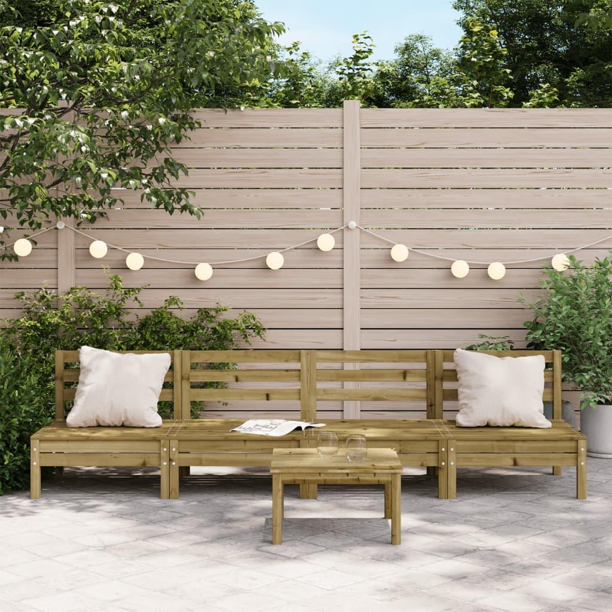 Voir la diapositive 3 : VIDAXL Canapes de jardin sans accoudoirs 4 pcs bois pin impregne