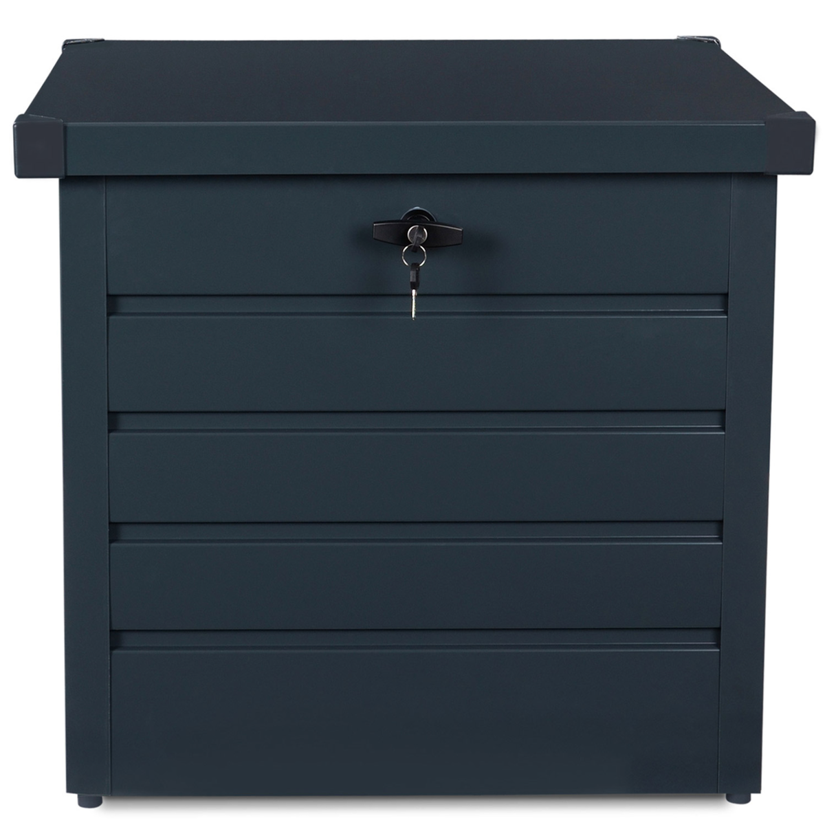 ID MARKET Coffre de rangement métal verrouillable gris anthracite pour jardin 200L 68x62,5x63 cm