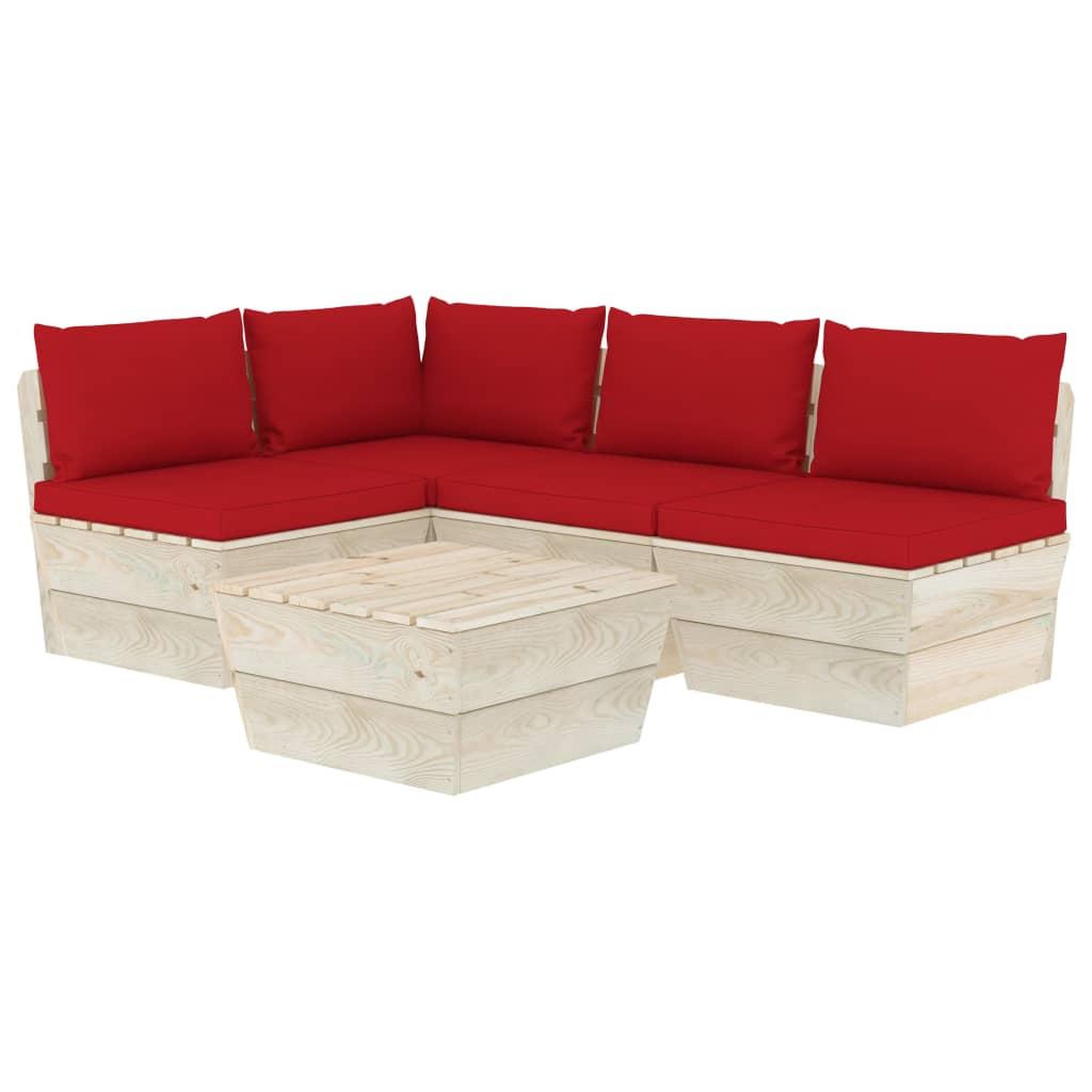 Voir la diapositive 2 : VIDAXL Salon de jardin palette 5 pcs avec coussins bois d'epicea