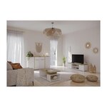 Demeyere Ensemble Salon ACCESS : Table basse + Banc TV + Enfilade 4 portes - Decor chene Hamilton et blanc