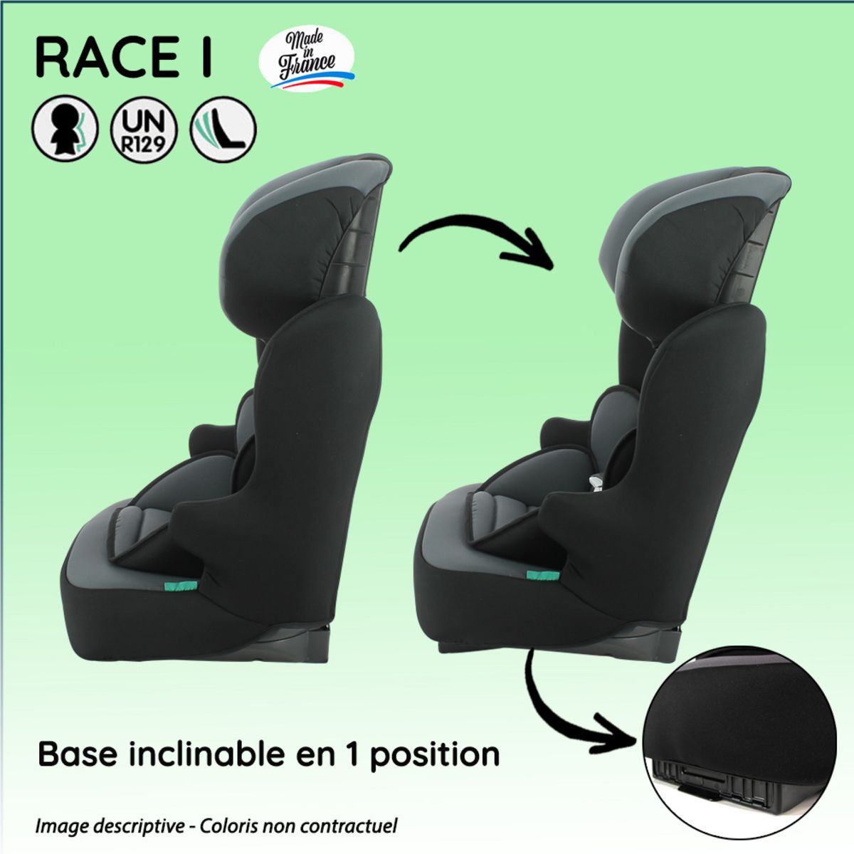 NANIA Siège auto ceinturé RACE I R129 i-Size 76-140 cm noir
