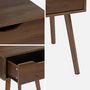 Voir la diapositive 6 : SWEEEK Table de chevet décor bois teinté noyer. 1 tiroir. pieds compas