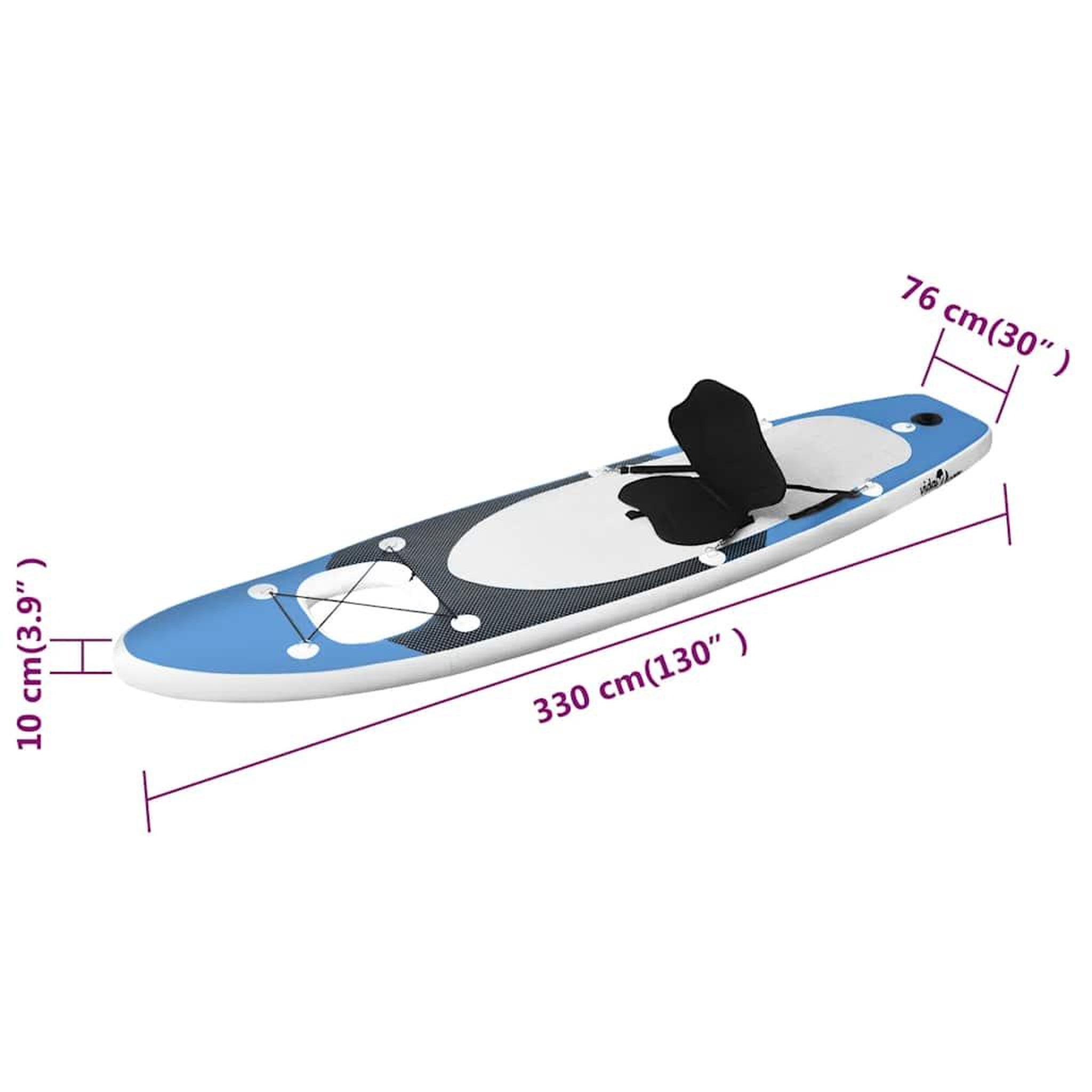 Voir la diapositive 6 : VIDAXL Ensemble de planche SUP gonflable Bleu 330x76x10 cm
