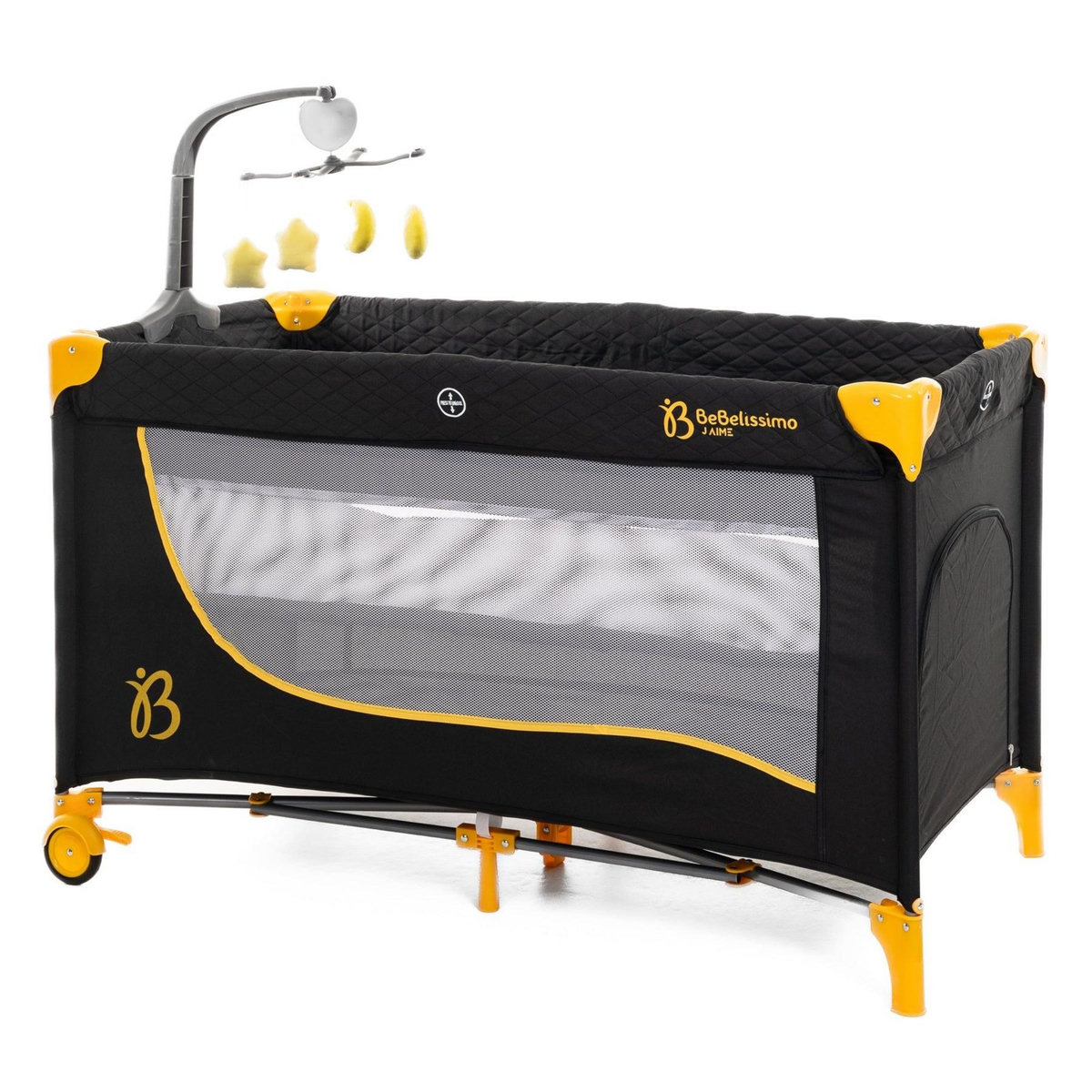 BEBELISSIMO BEBELISSIMO - Lit parapluie bébé - berceau bébé - dès la naissance - Nuit - lit pliant - 2 niveaux - gold