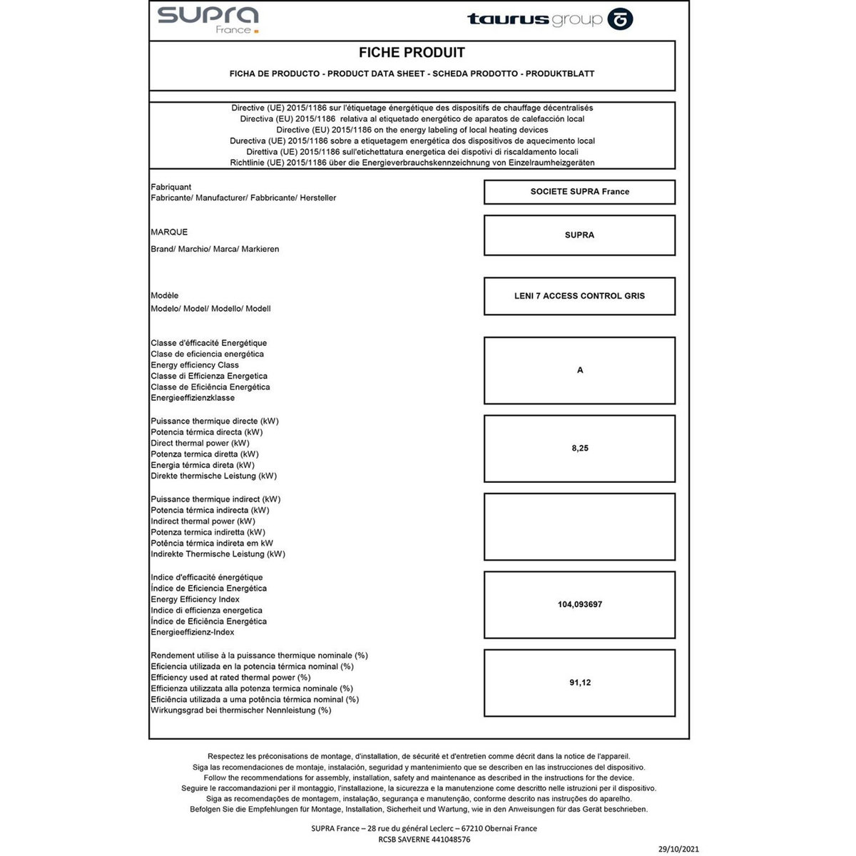 Supra Poêle à granulés de bois 7.5kw gris - leni7gris
