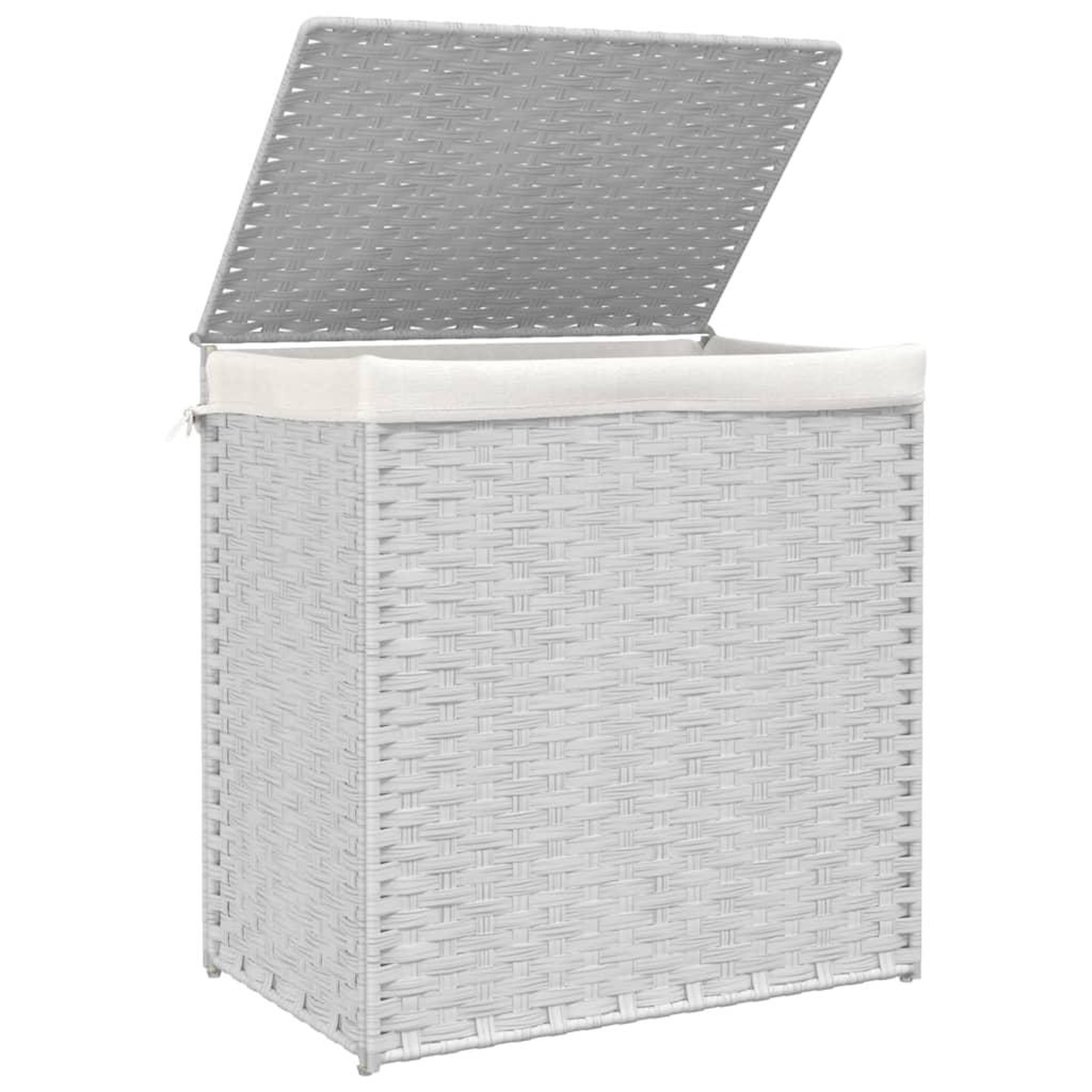 Voir la diapositive 4 : VIDAXL Panier a linge avec 2 sections blanc 53x35x57 cm resine tressee