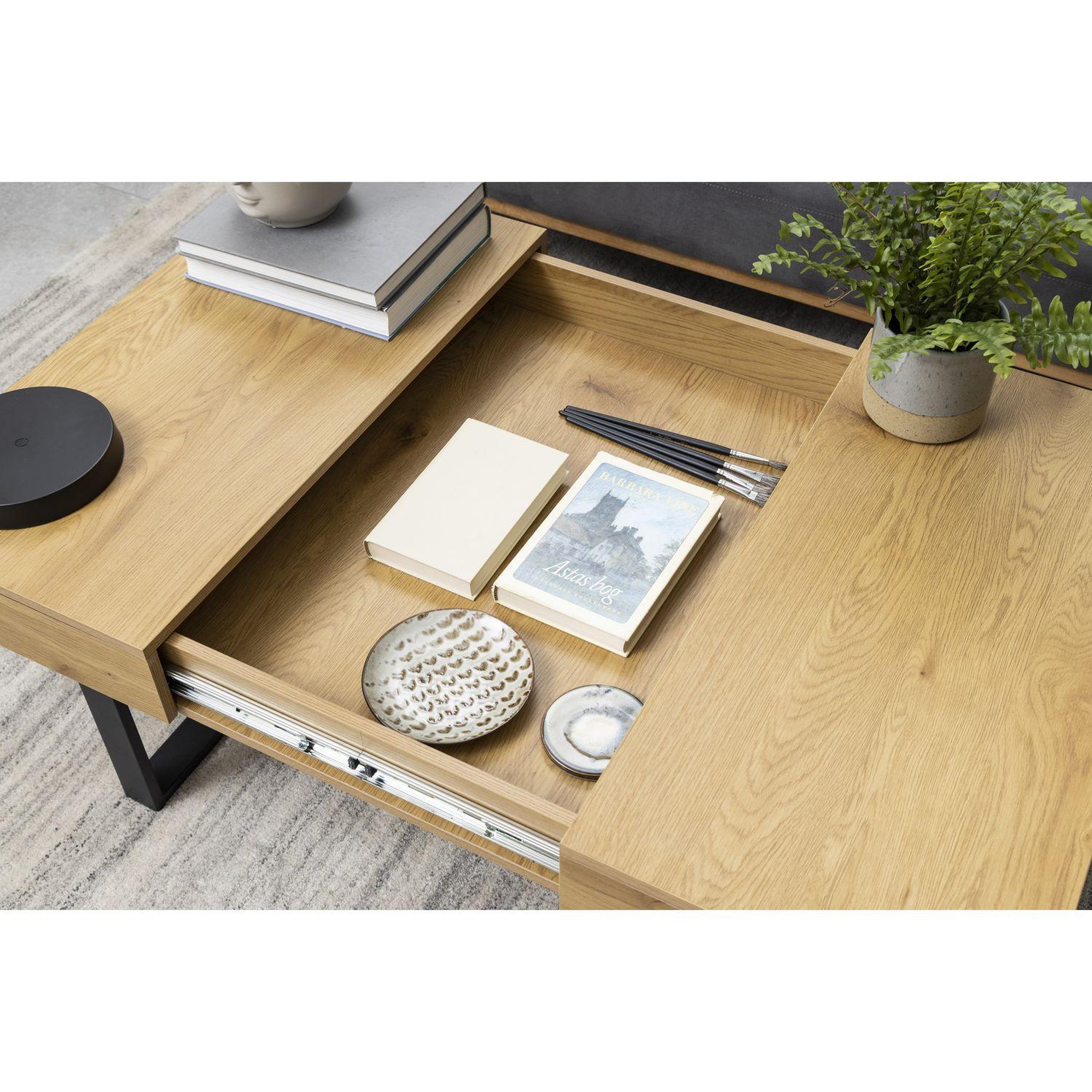 Voir la diapositive 5 : TOILINUX Table basse mdf et métal - marron et noir