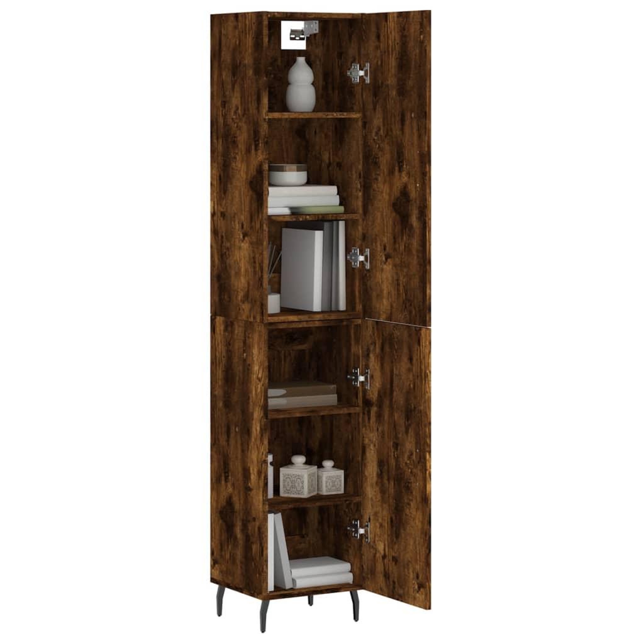 Voir la diapositive 3 : VIDAXL Buffet haut Chene fume 34,5x34x180 cm Bois d'ingenierie