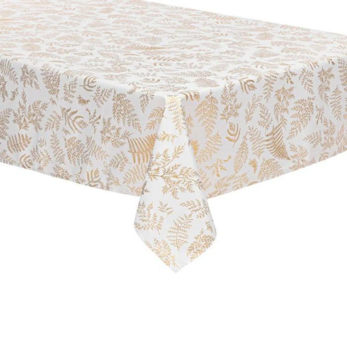 ATMOSPHERA Nappe Antitache  Feuilles  140x240cm Blanc & Or