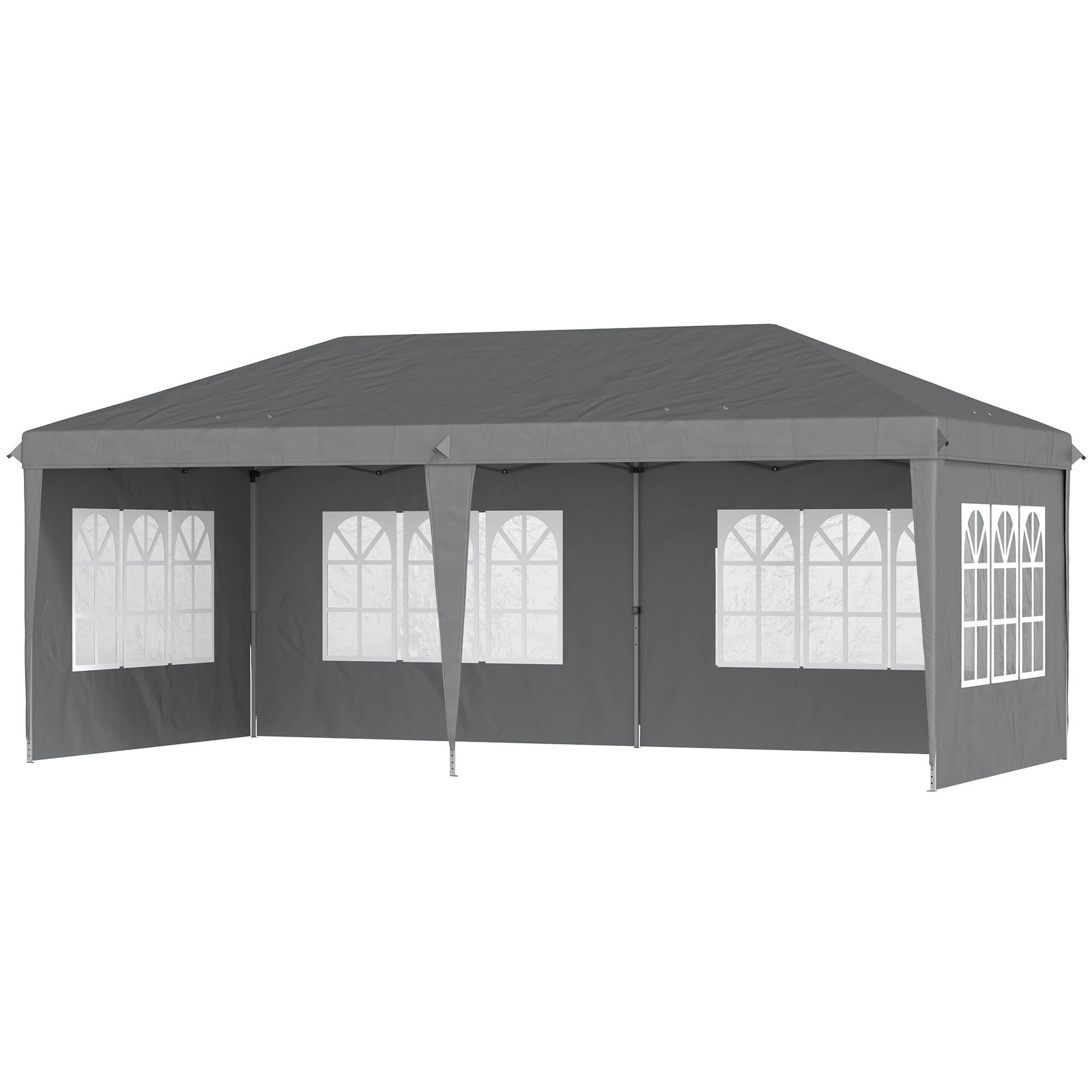 OUTSUNNY Tonnelle pop up pliante - barnum pliable - 4 cotés démontables - 4 fenêtres - acier oxford haute densité gris