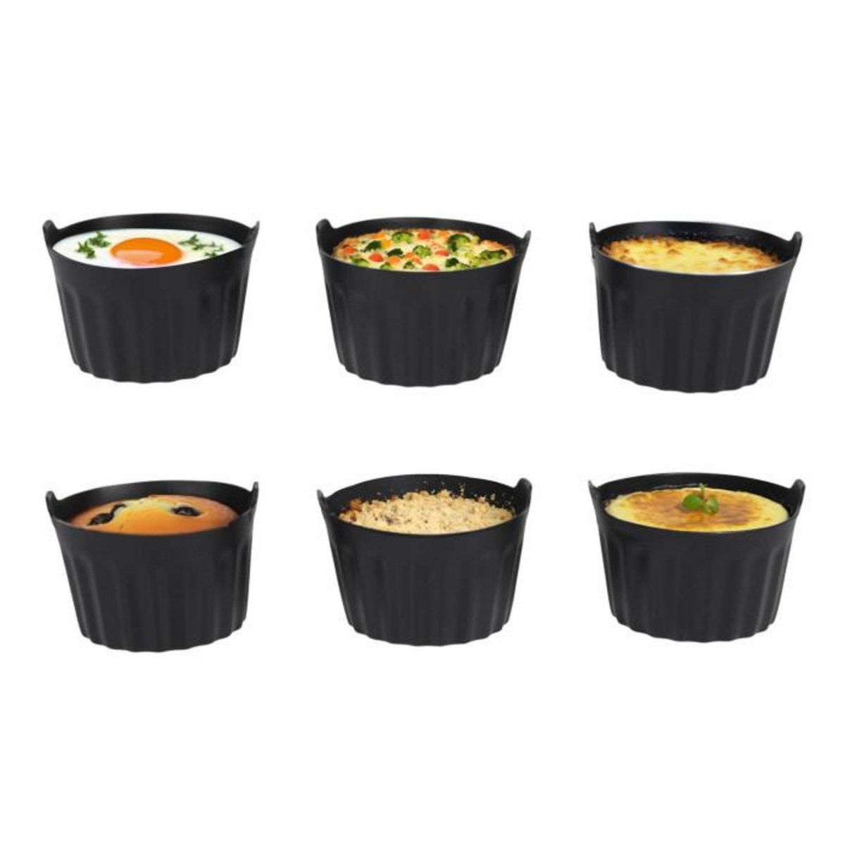 Paris Prix Lot de 3 Moules de Cuisson Rond  Friteuse à Air  8cm Noir