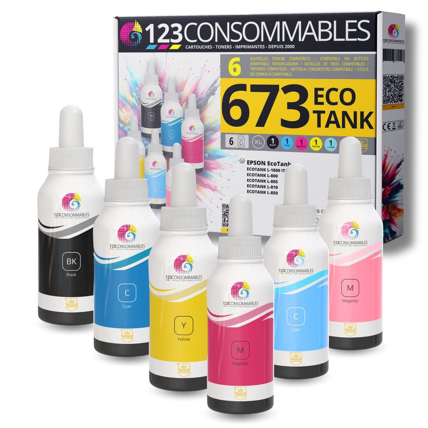 Pack compatible avec EPSON 673 ECOTANK 6 bouteilles d'encre Neuf - vue 3