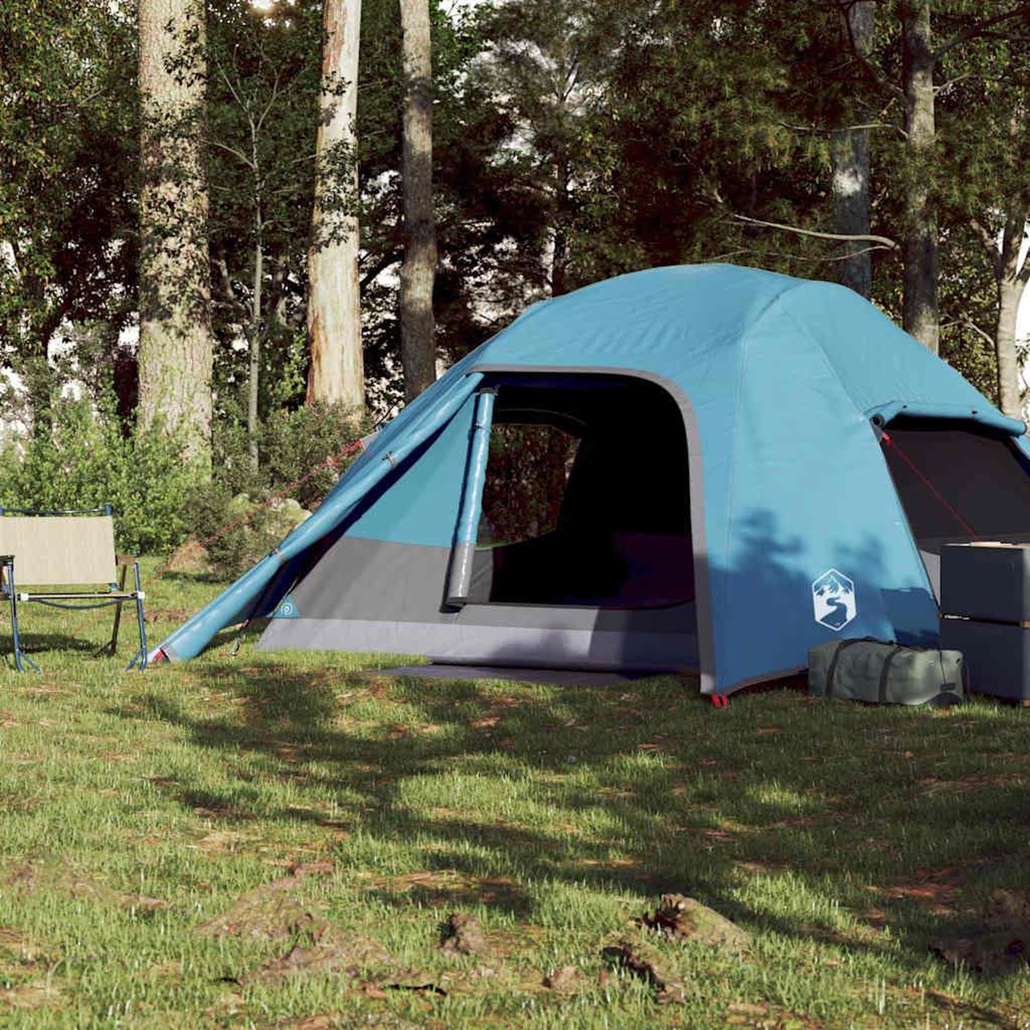 Voir la diapositive 3 : VIDAXL Tente de camping a dome 4 personnes bleu impermeable
