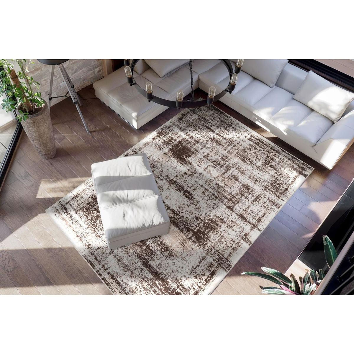 Paris Prix Tapis Vintage à Poils Courts  Ariya  Taupe & Marron