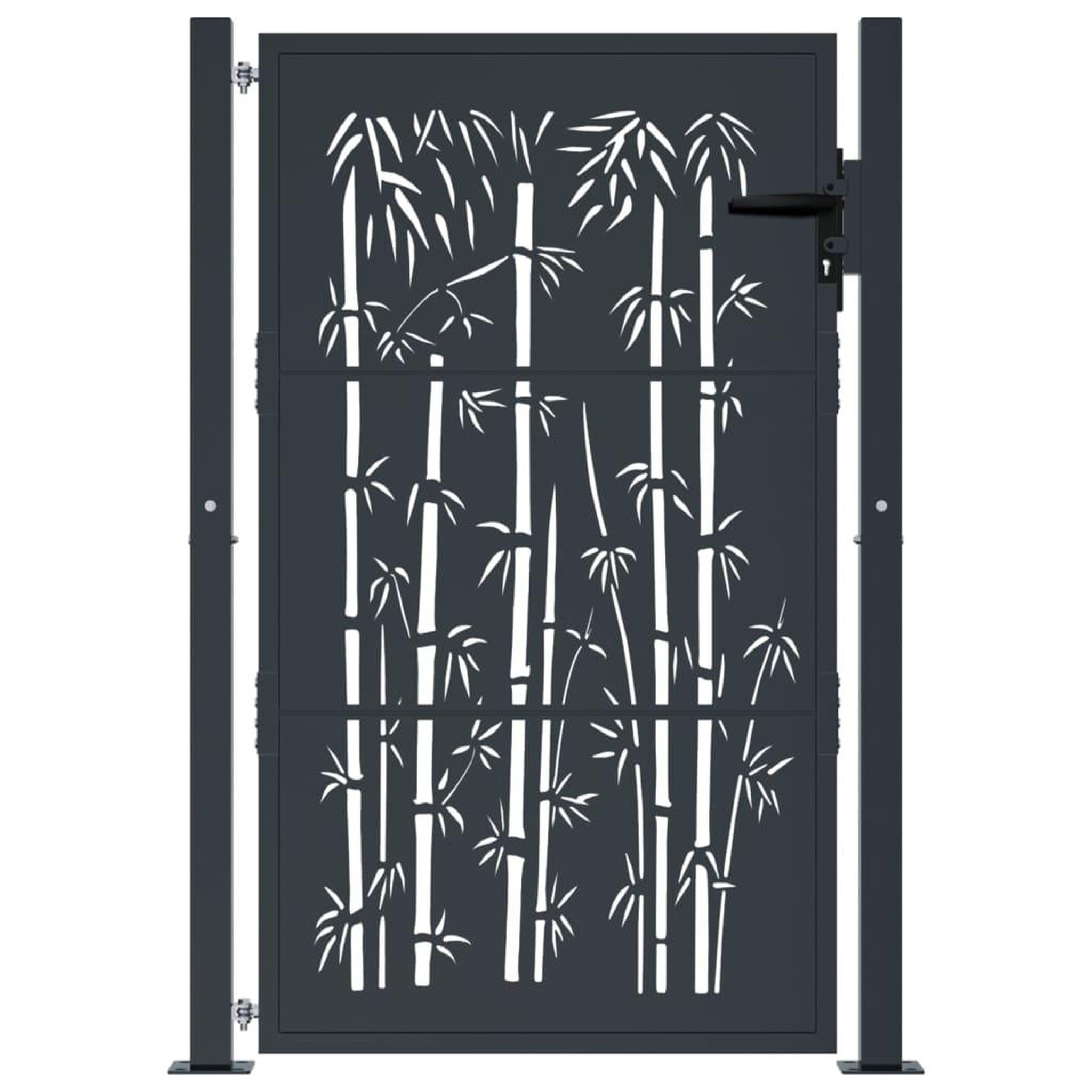 Voir la diapositive 3 : VIDAXL Portail de jardin anthracite 105x130 cm acier design de bambou