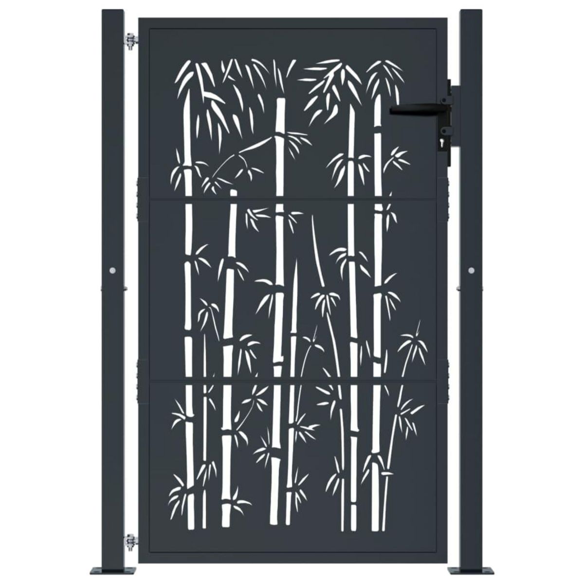 VIDAXL Portail de jardin anthracite 105x130 cm acier design de bambou