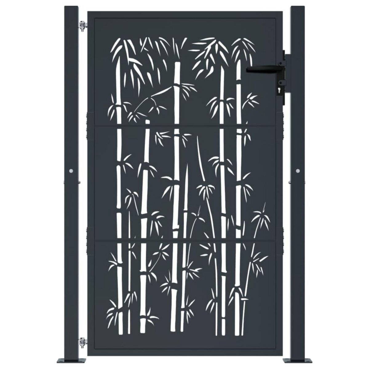 VIDAXL Portail de jardin anthracite 105x130 cm acier design de bambou