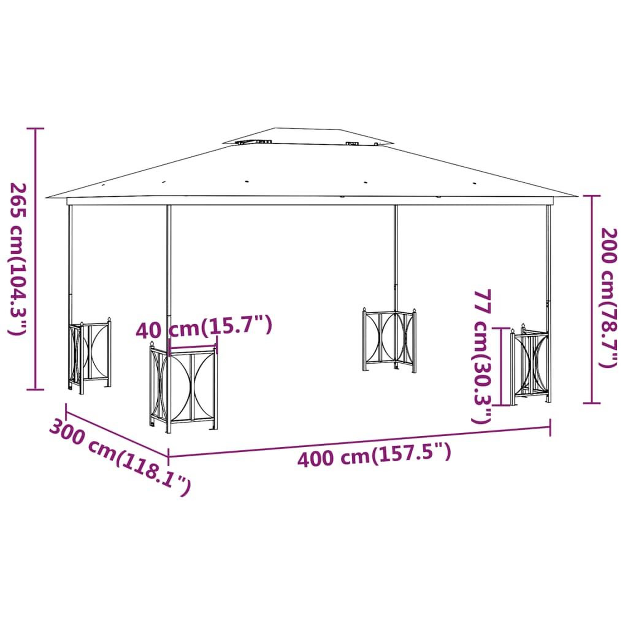 Voir la diapositive 6 : VIDAXL Tonnelle avec parois et toit double 3x4 m Anthracite