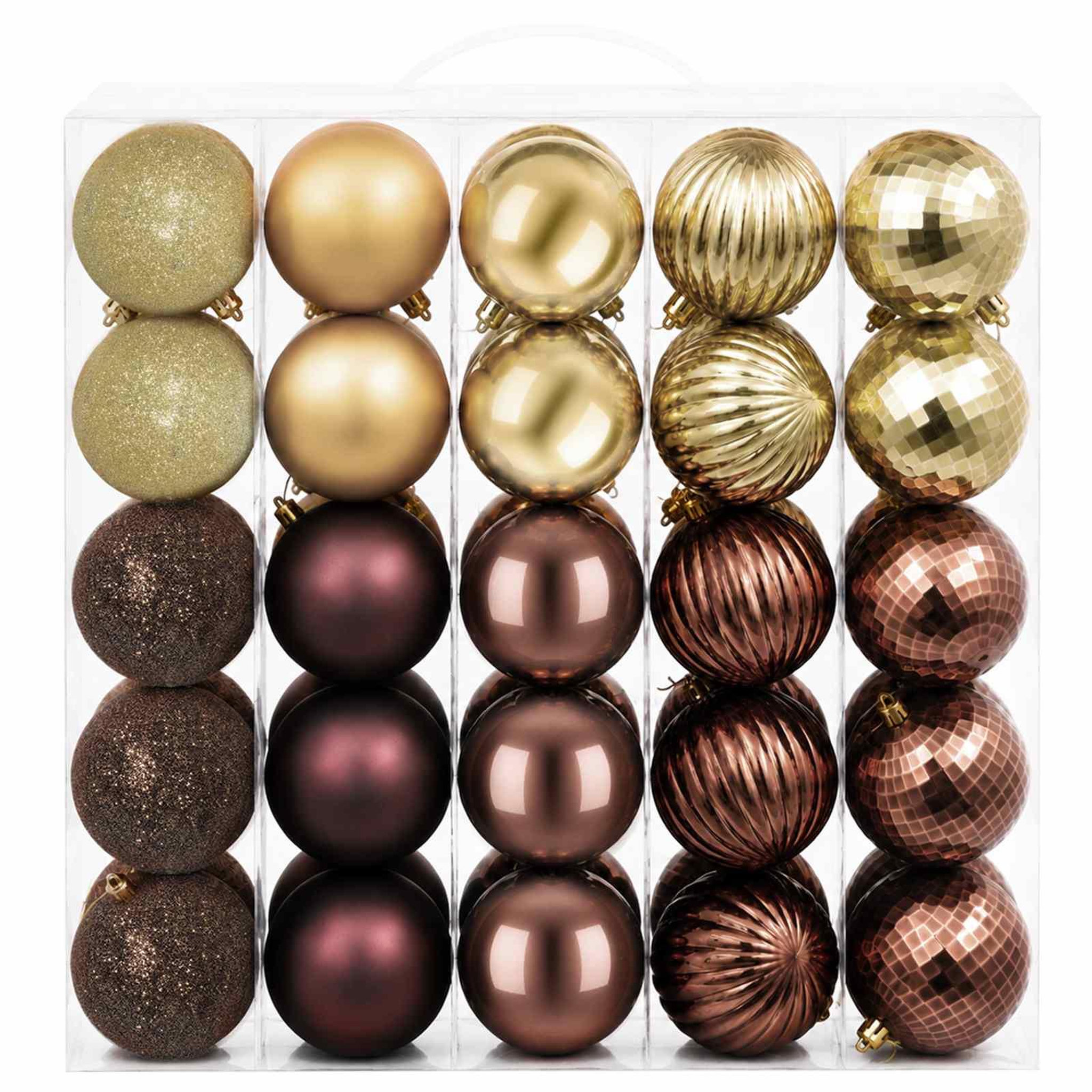 Voir la diapositive 4 : VIDAXL Ensemble de boules de Noël 50 pc Marron et or Diam. 8 cm