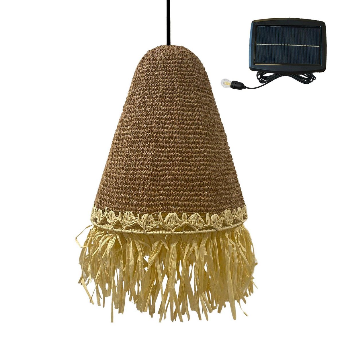 Lumisky Suspension solaire bohème PALOMA Beige Herbe marine D40 cm