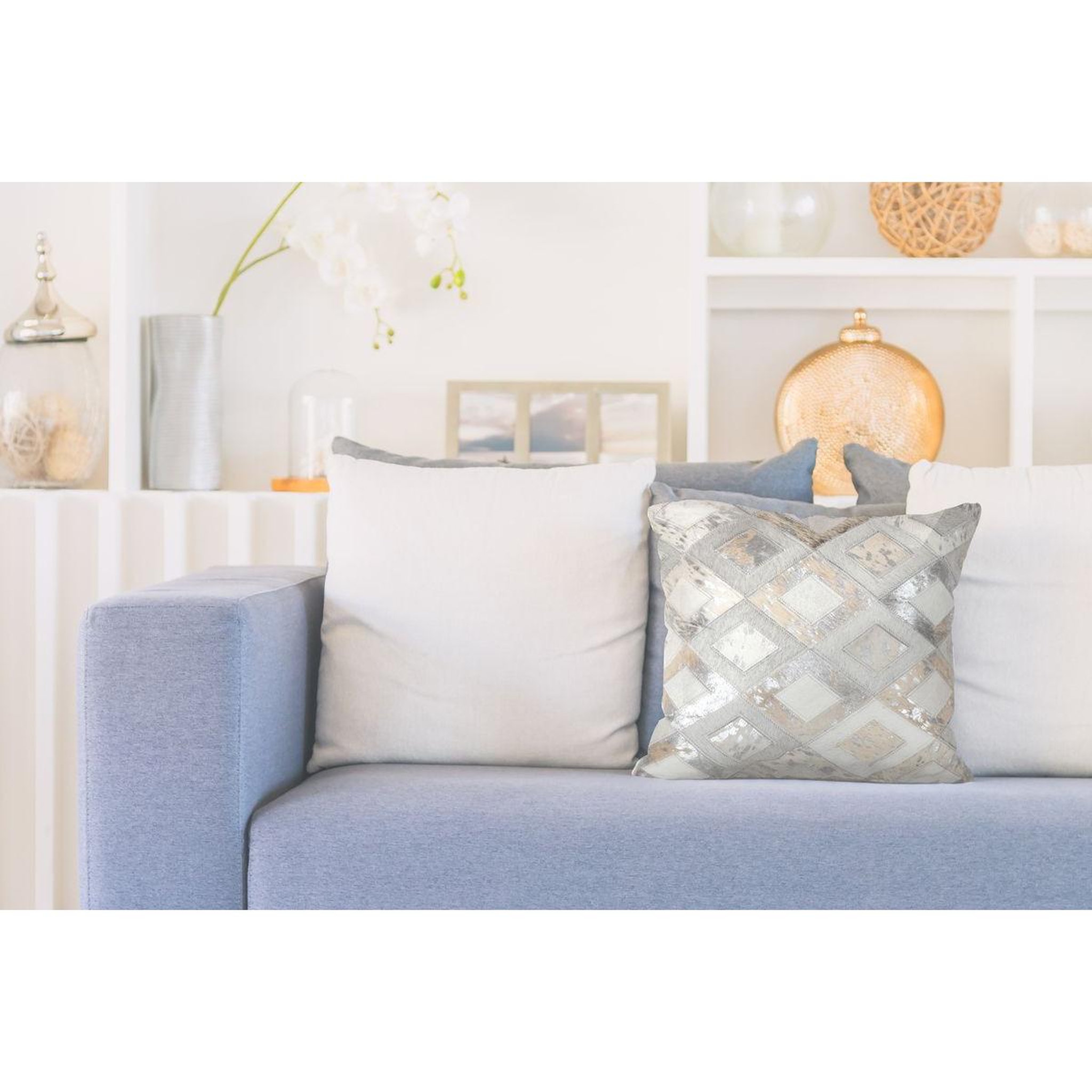 Voir la diapositive 3 : Paris Prix Coussin design en cuir  spark  45x45cm gris & argent