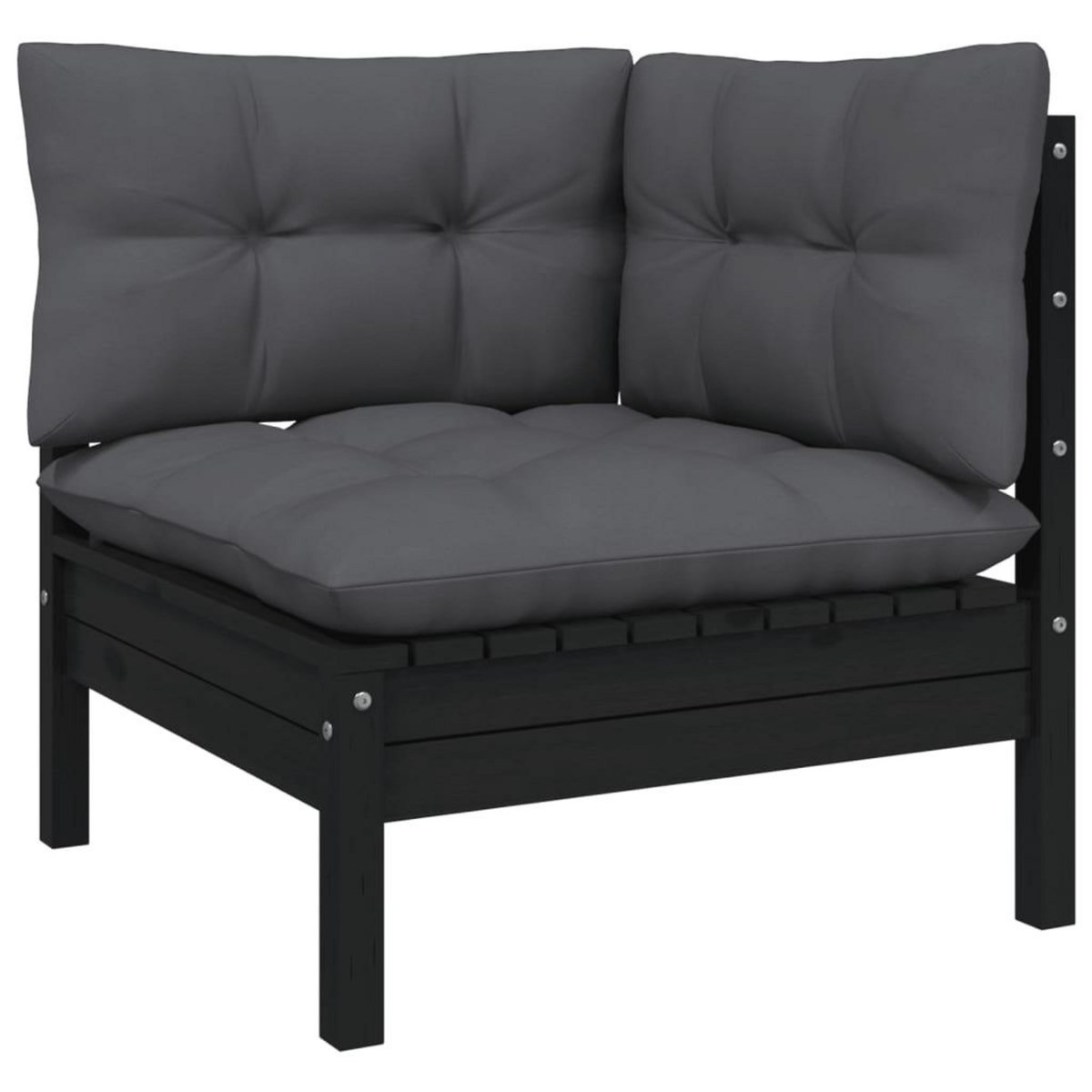 VIDAXL Salon de jardin 3 pcs avec coussins Noir Bois de pin massif