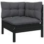 Voir la diapositive 3 : VIDAXL Salon de jardin 3 pcs avec coussins Noir Bois de pin massif