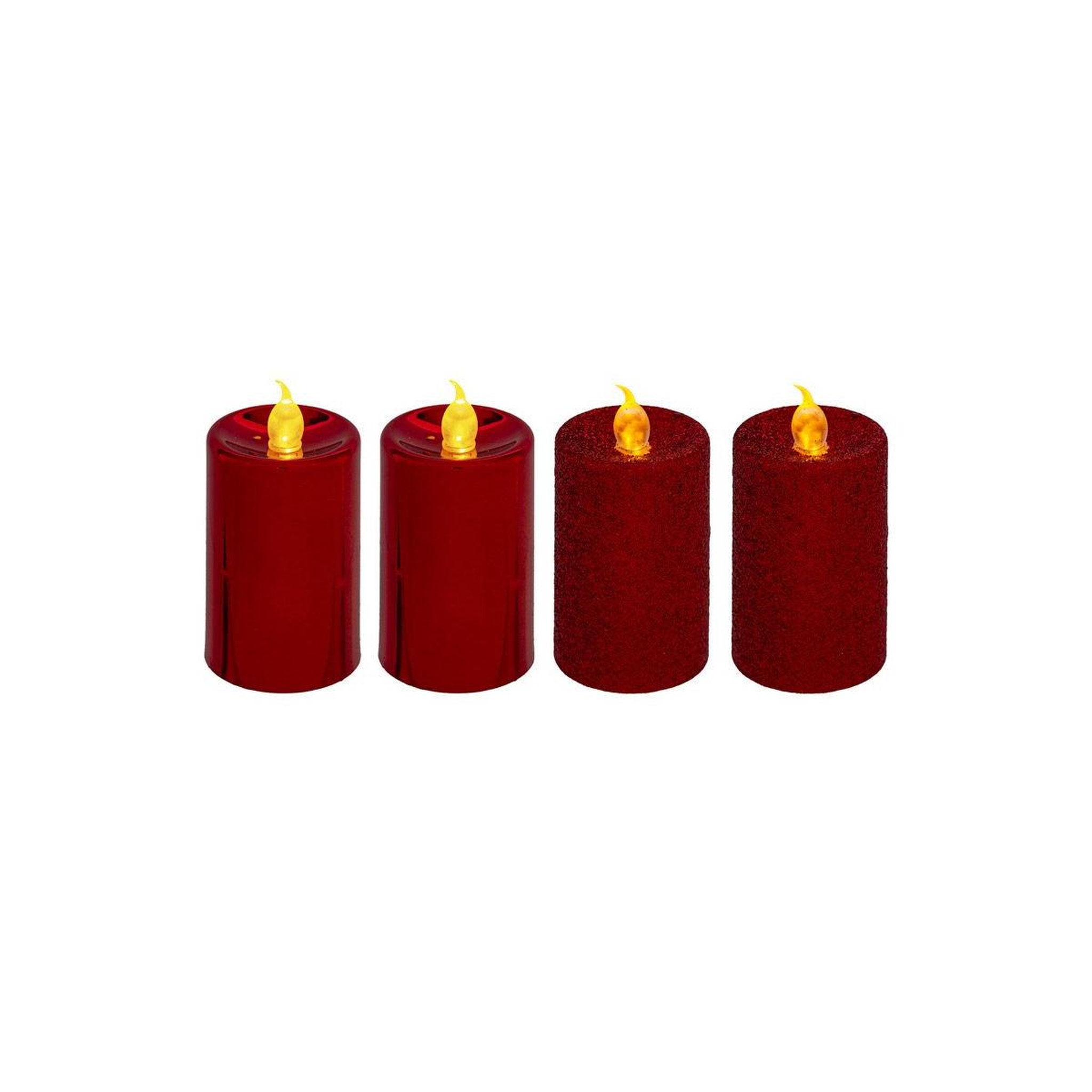FEERIC LIGHT & CHRISTMAS Lot de 4 bougies votives  colorama  7cm rouge
