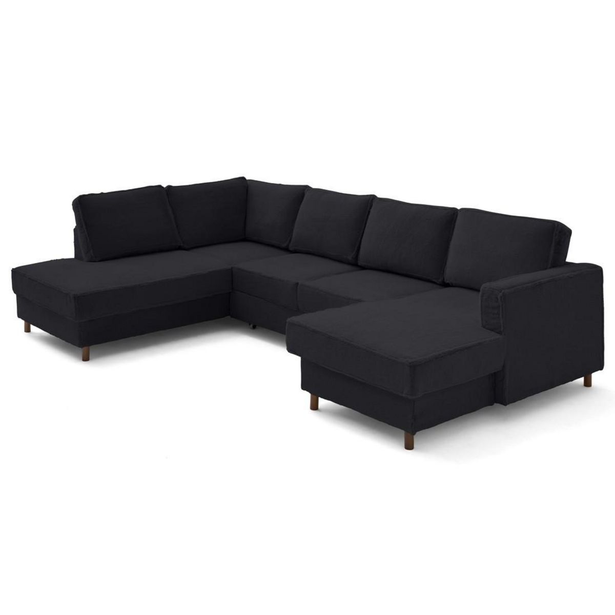 LISA DESIGN Jake - canapé panoramique d'angle gauche 7 places convertible avec coffre en fausse fourrure