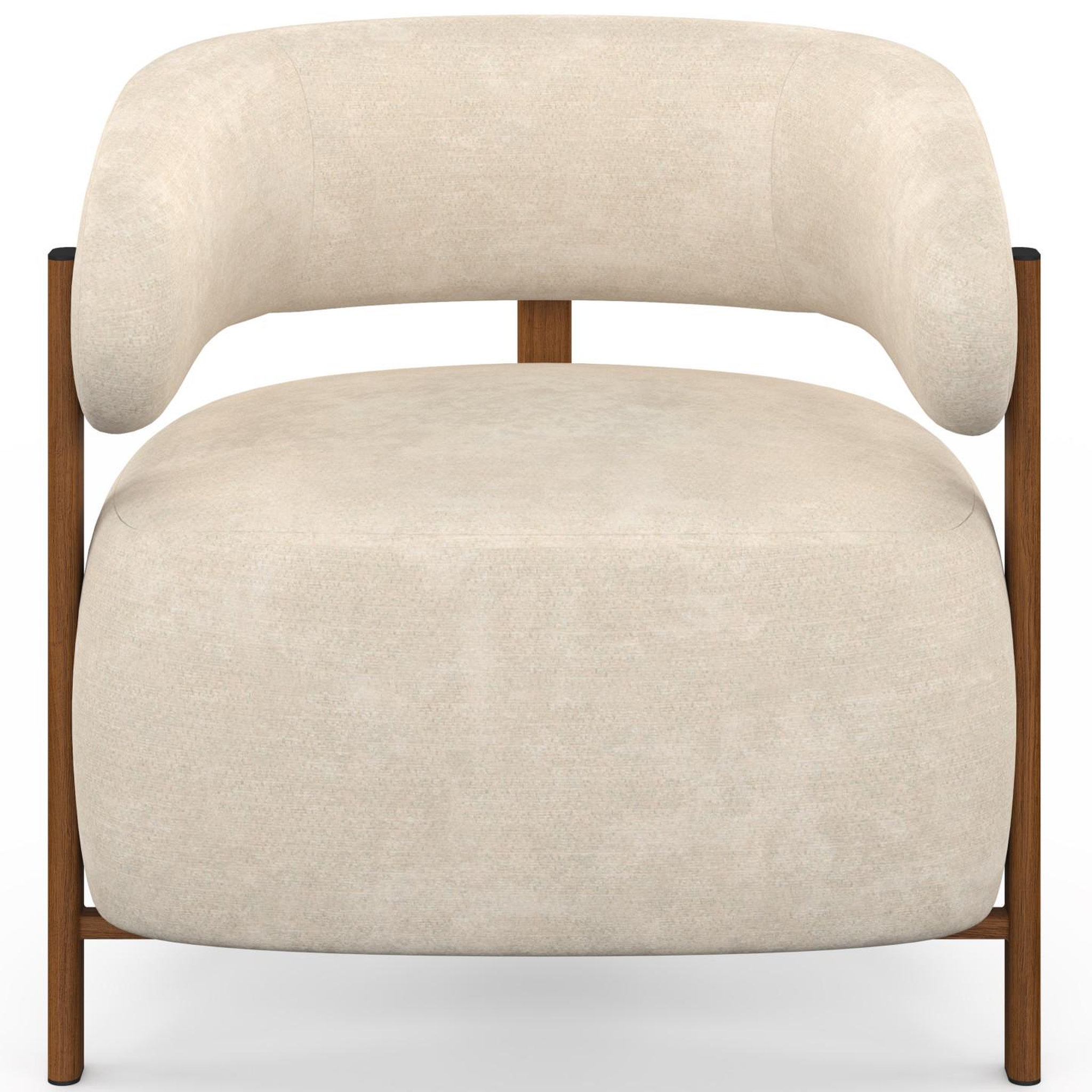 Voir la diapositive 3 : ID MARKET Fauteuil albert tissu chenille beige et pieds effet noyer