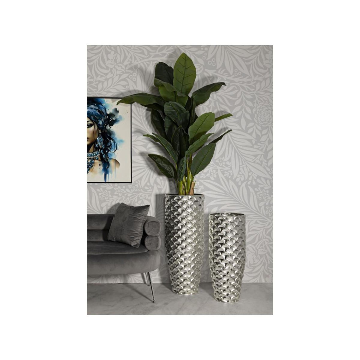 Paris Prix Lot de 2 Cache-Pots en Métal  Silvy  92cm Argent