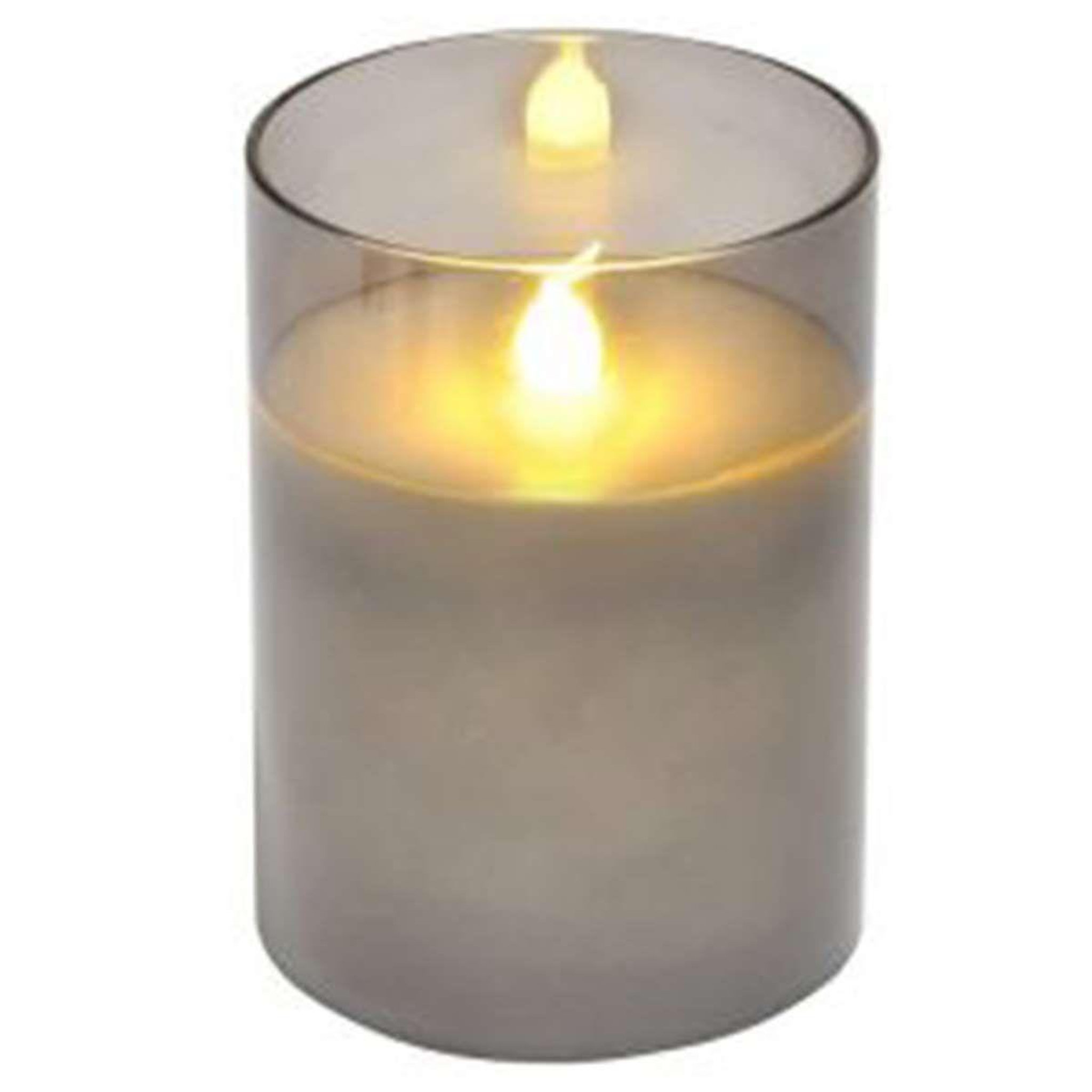 HOMEA Bougie Ronde LED  Verrine  10cm Gris Clair