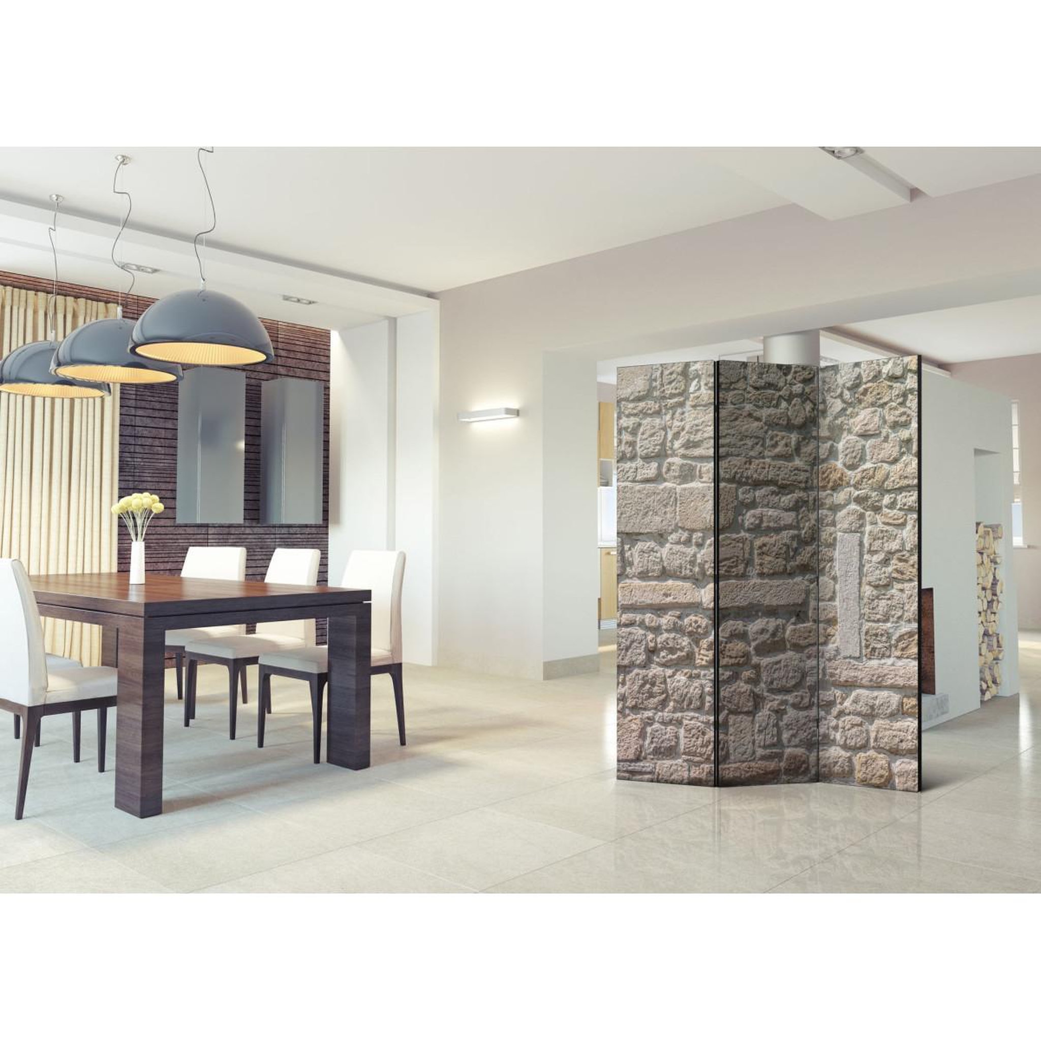 Voir la diapositive 2 : Paris Prix Paravent 3 volets  stone temple  135x172cm