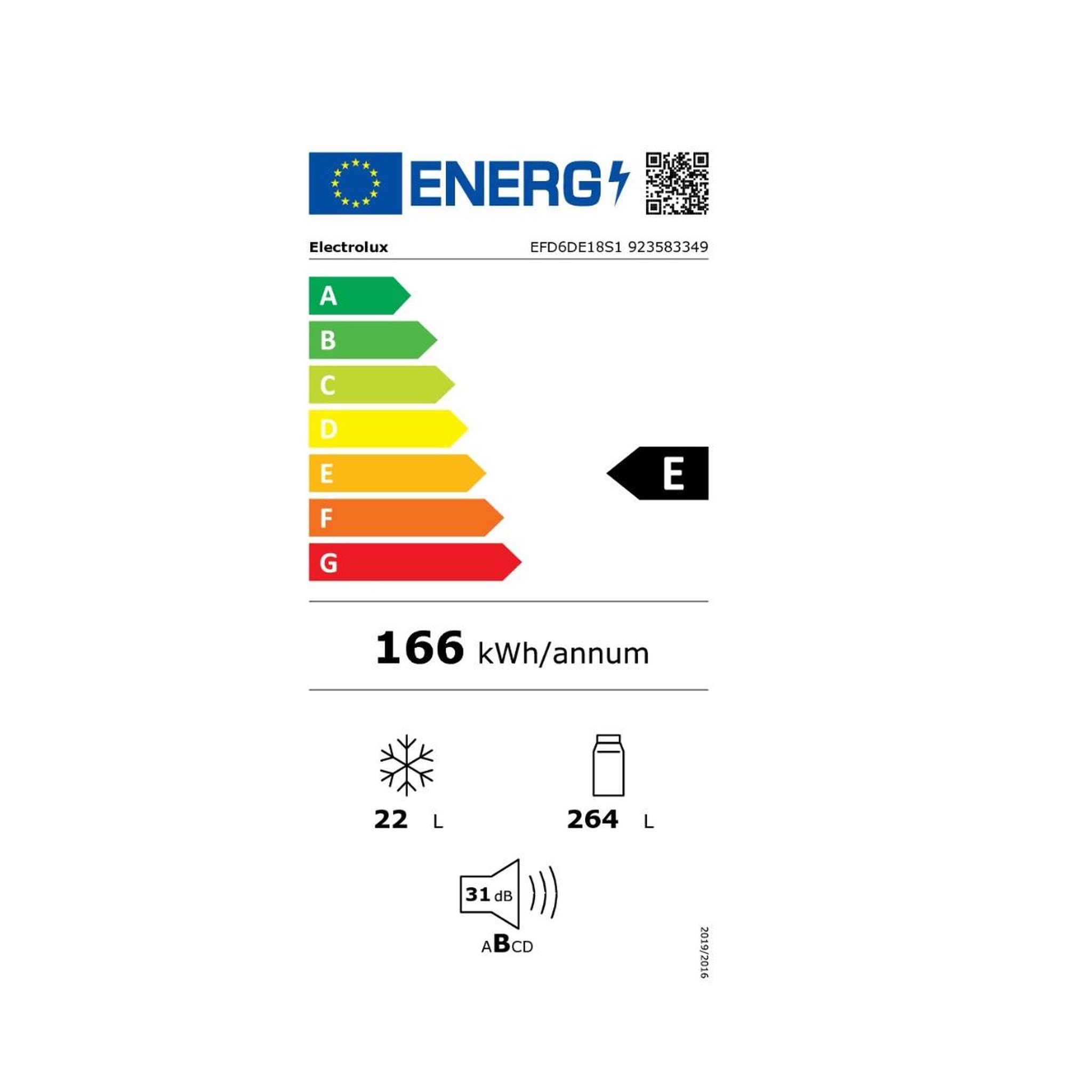 Voir la diapositive 2 : ELECTROLUX Réfrigérateur 1 porte intégrable à glissières 285l - efd6de18s1