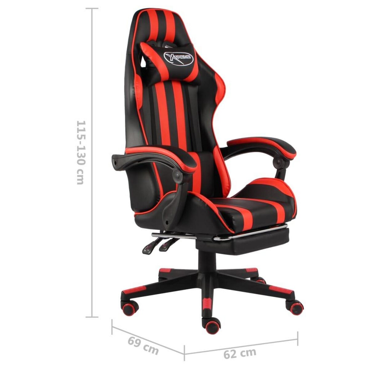 VIDAXL Fauteuil de jeux video et repose-pied Noir et rouge Similicuir