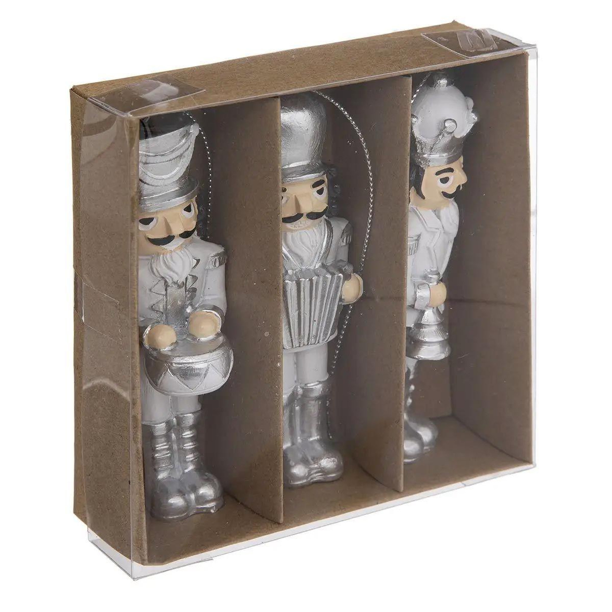 ATMOSPHERA Lot de 3 sujets de noël  casse noisette  10cm argent