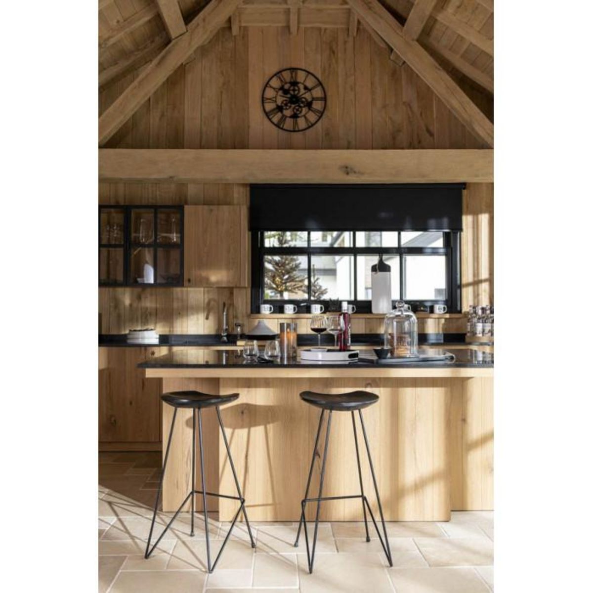 Paris Prix Horloge Murale en Métal  Roues  60cm Noir