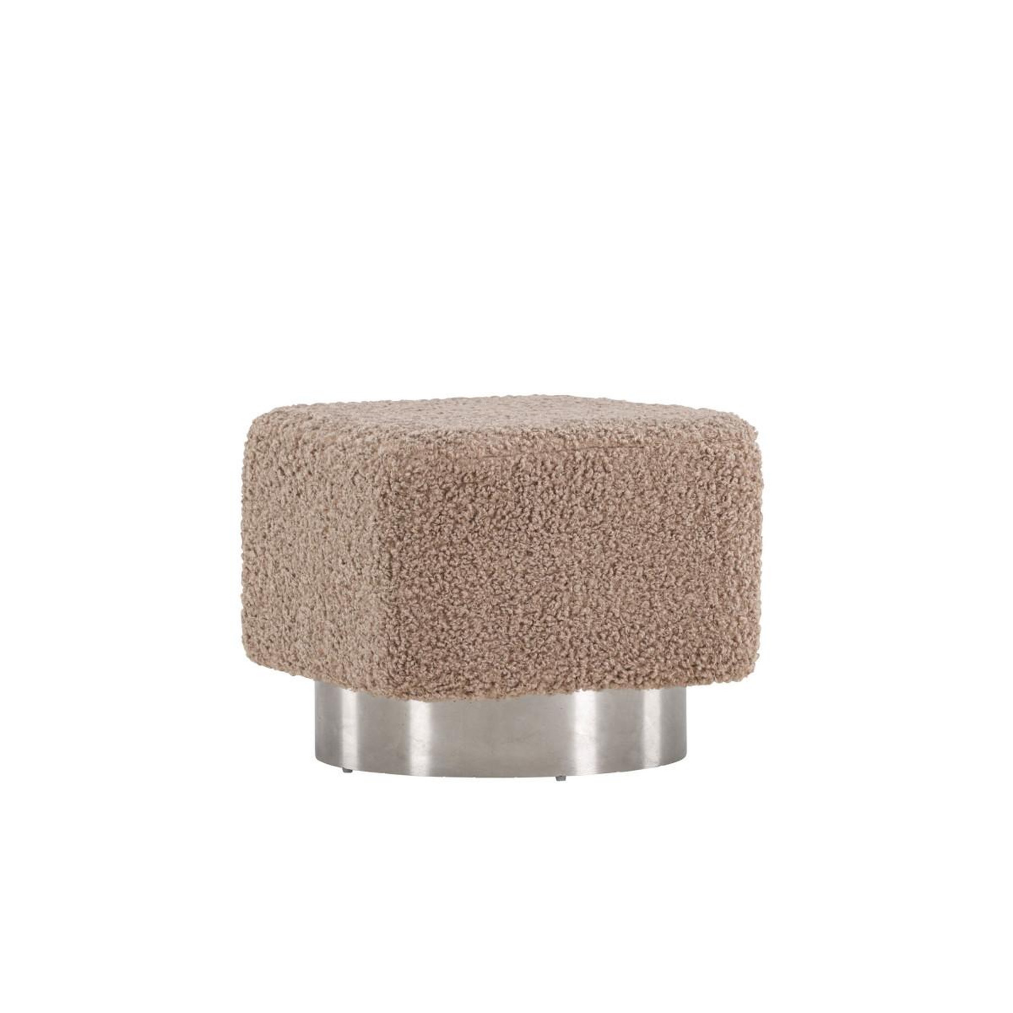 Voir la diapositive 2 : Paris Prix Pouf design tissu bouclette  newton  45cm marron