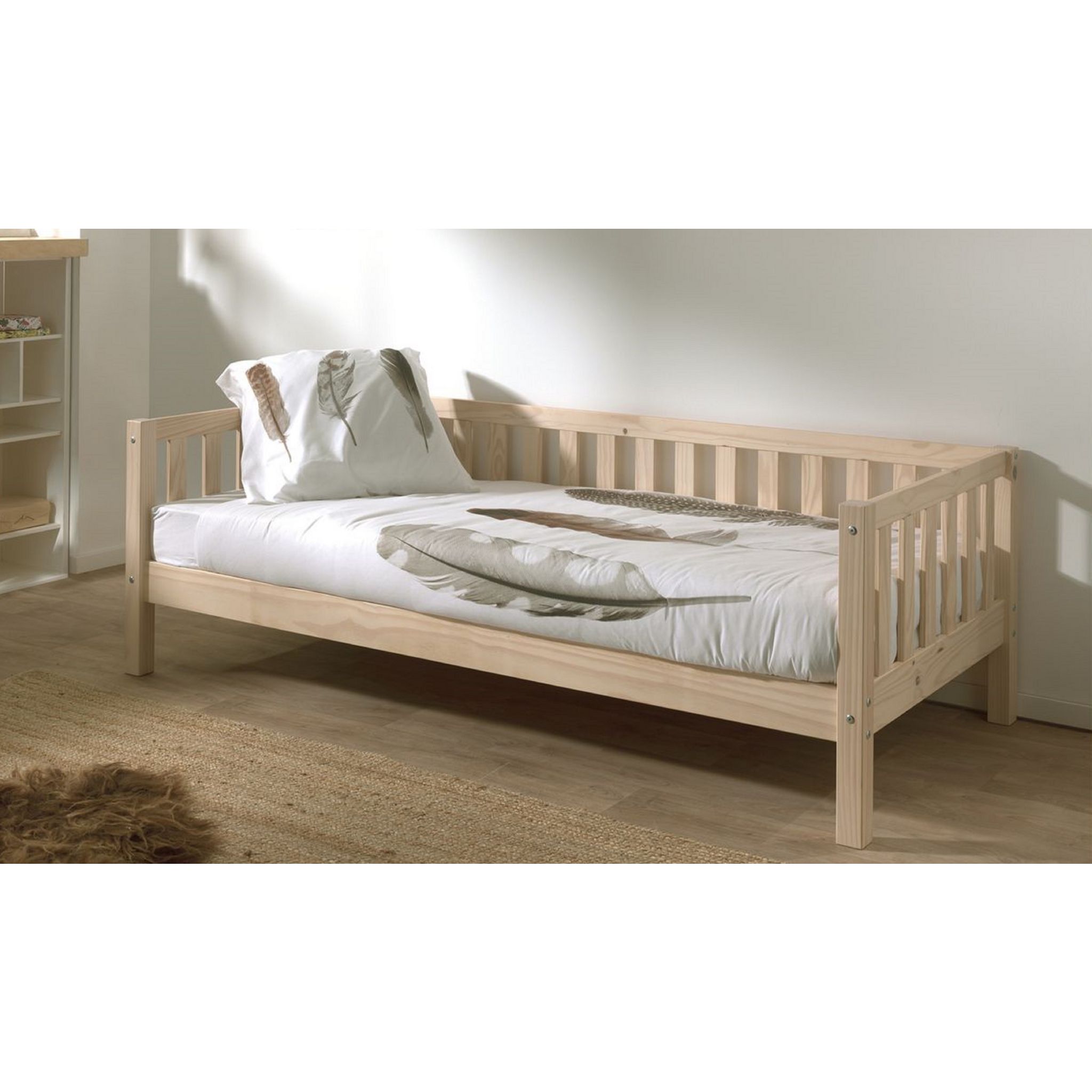 Lit banquette  90 x 200 cm TESS. Coloris disponibles : Bois, Blanc