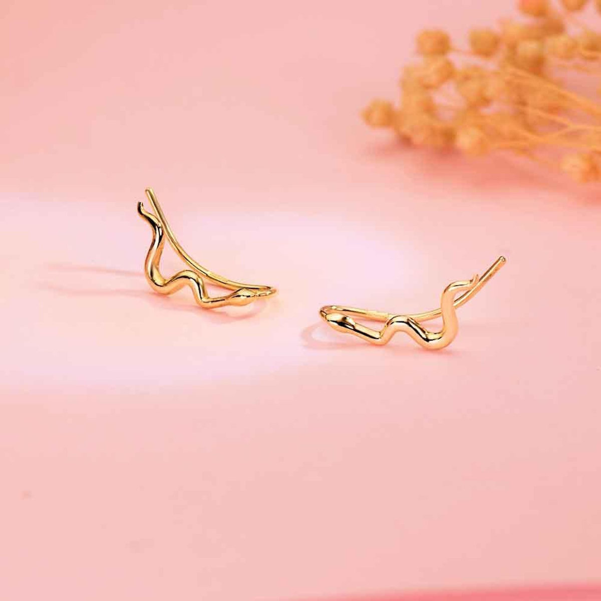 L'ATELIER D'AZUR Boucles d'Oreilles Or 18 Carats 750 Jaune - Contours Grimpeurs - Serpent