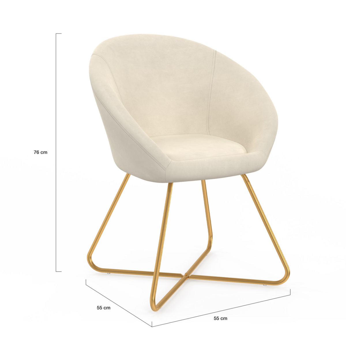 ID MARKET Fauteuil rond ANGELINA beige en velours pieds croisés dorés