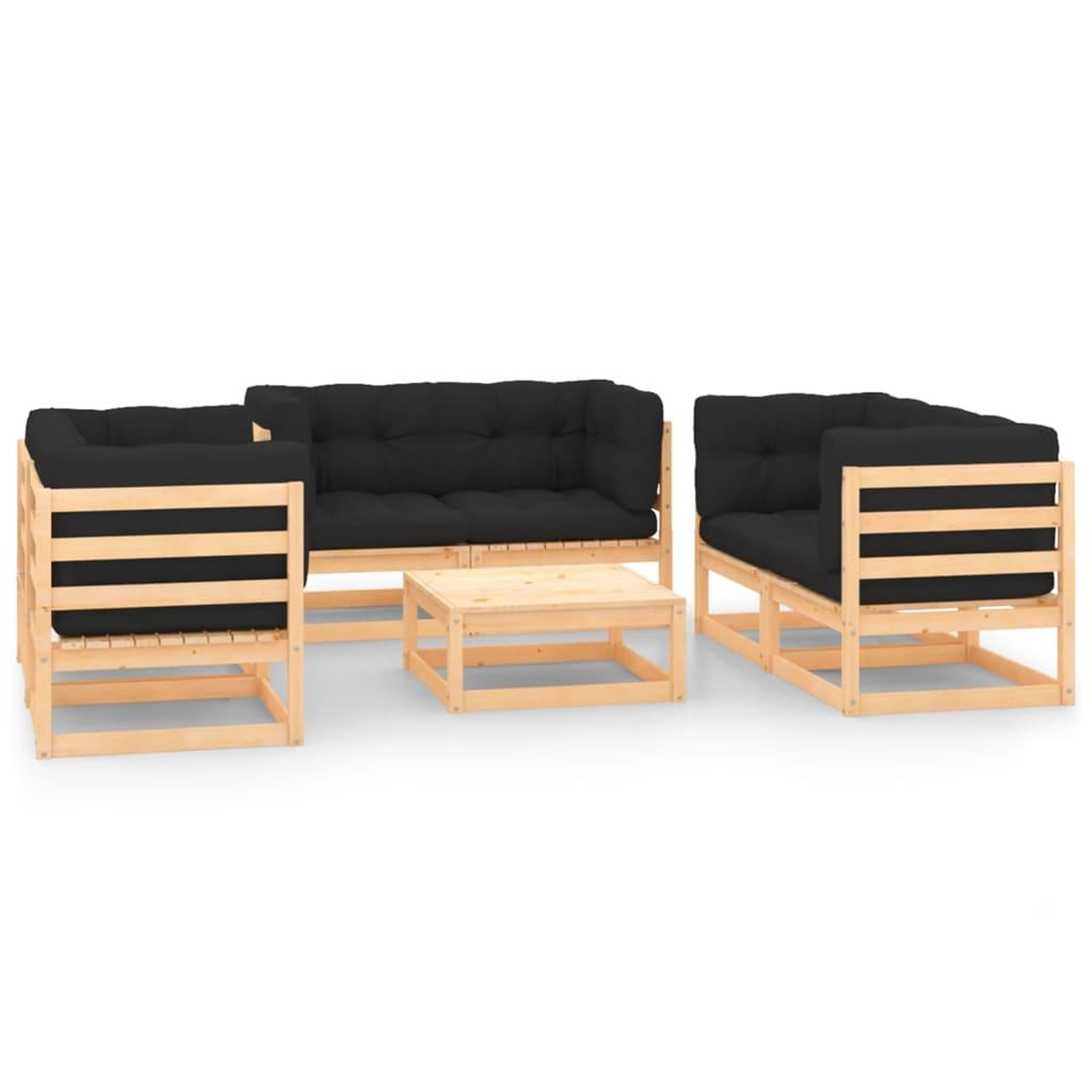 Voir la diapositive 1 : VIDAXL Salon de jardin 7 pcs avec coussins Bois de pin massif