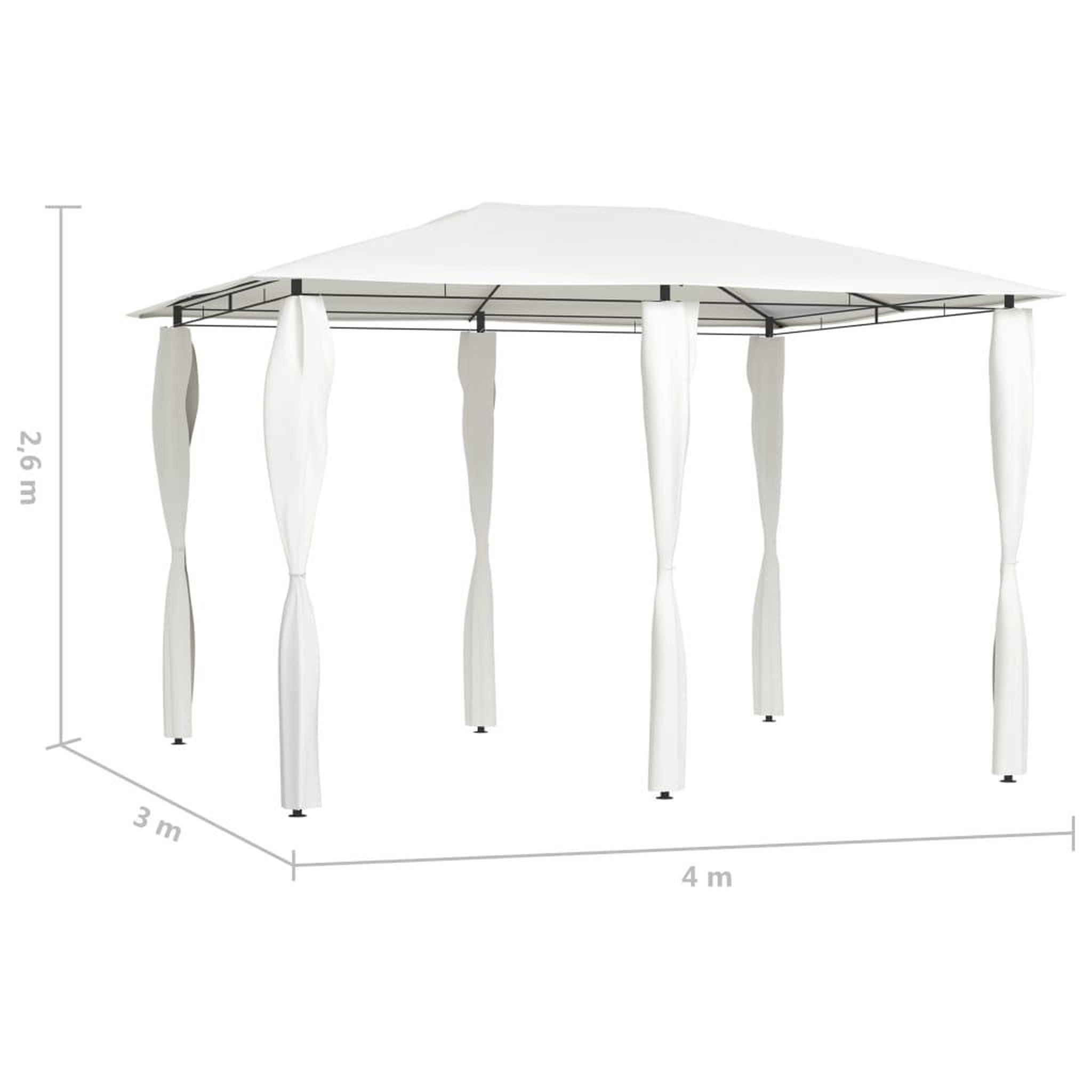 Voir la diapositive 4 : VIDAXL Belvedere avec revetement de poteaux 3x4x2,6 m Creme 160 g/m^2