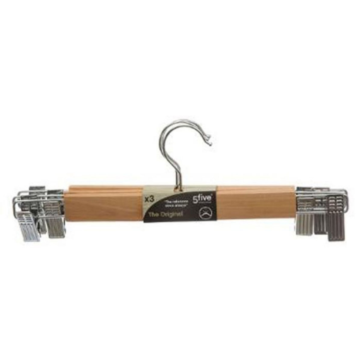 FIVE Lot de 3 Cintres à Pince en Métal 33cm Naturel