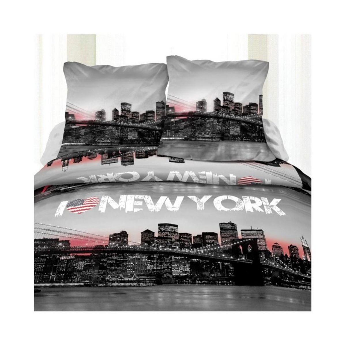 Kaliss Parure de drap 4 pièces New-York 100% coton 57 fils