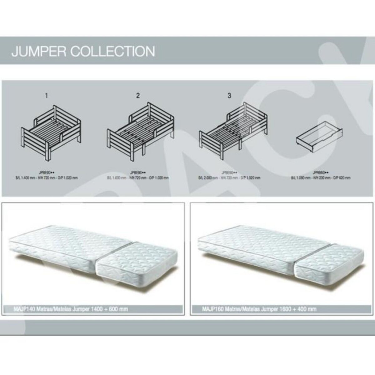 Paris Prix Lit Évolutif  Jumper  90x200cm Blanc