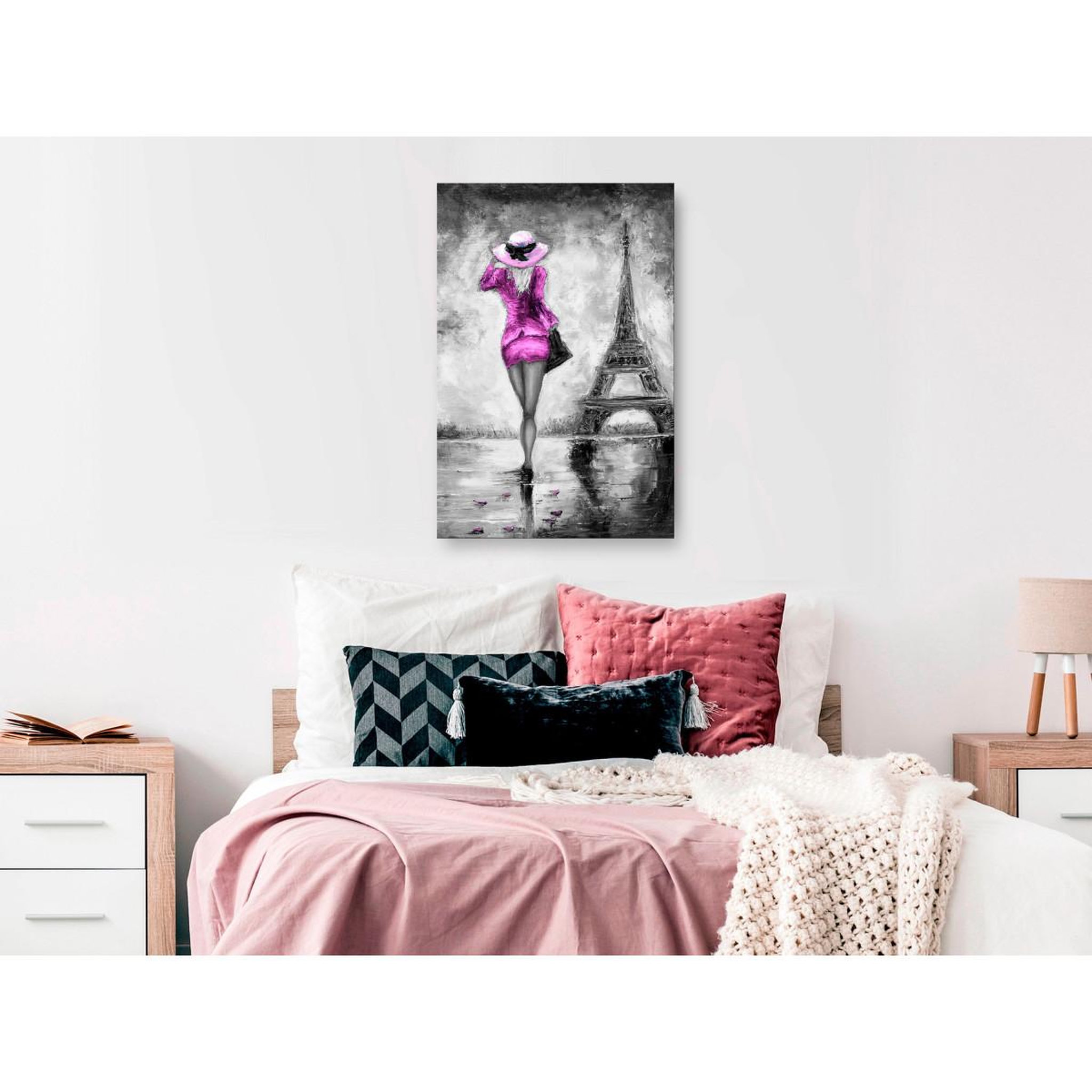 Voir la diapositive 2 : Paris Prix Tableau imprimé  parisian woman pink