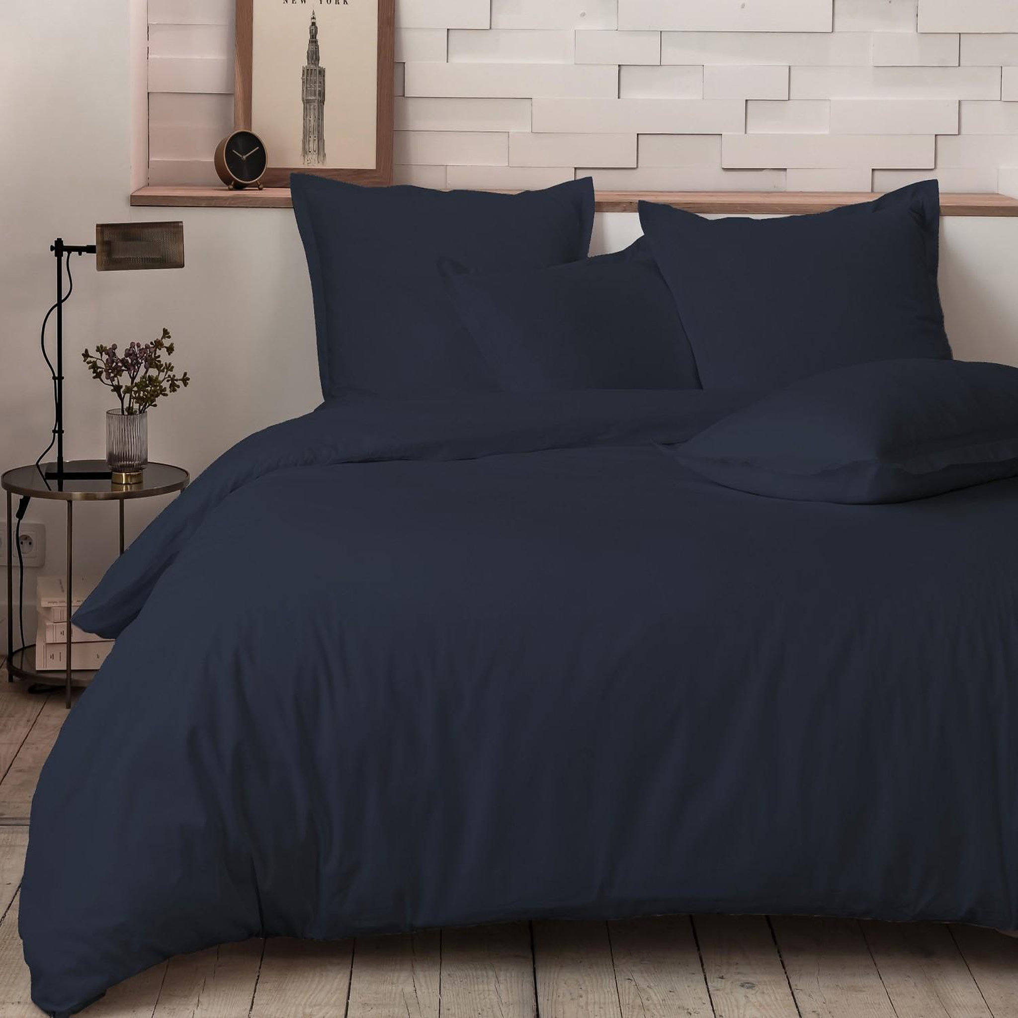 Voir la diapositive 2 : Home collection Parure de couette 100%percale de coton 80 fils/cm2-percale ombre
