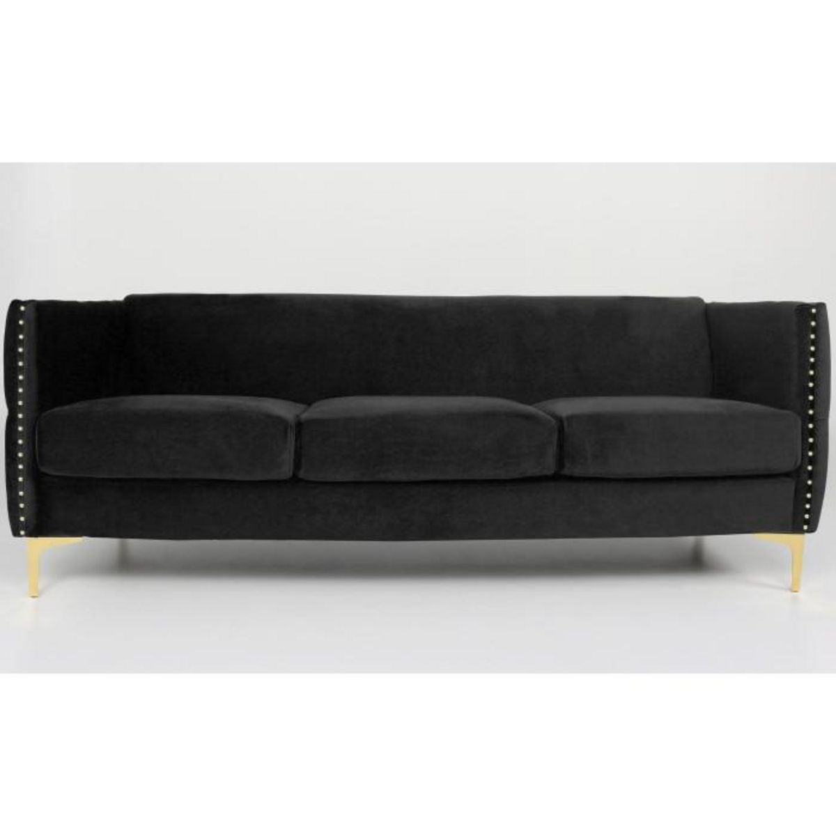 Paris Prix Canapé 3 Places en Velours  Suez  204cm Noir